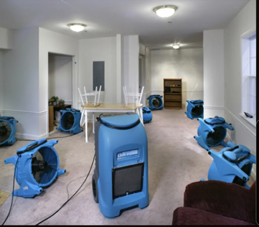 Air movers and dehumidifier setup for Water Extraction & Removal in Clawson